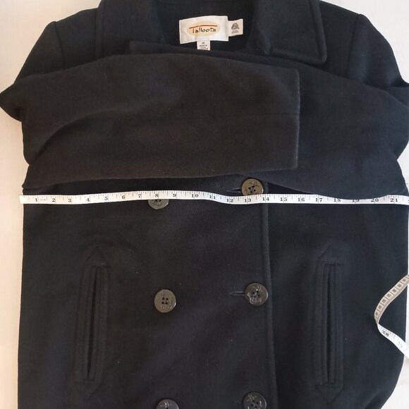 Talbots 100% Wool Black Double-Breasted Peacoat Women’s Size 10 Classic Coat - Picture 12 of 16